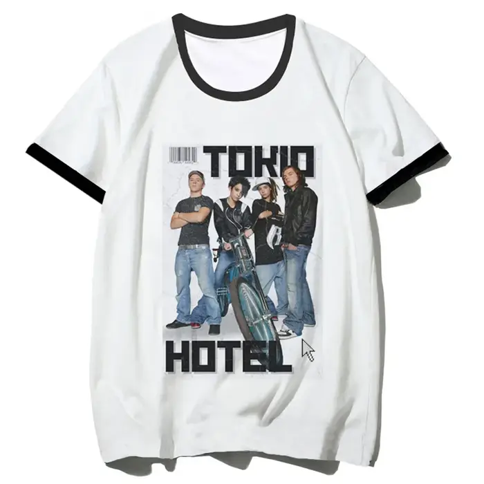 T-shirt Tokio Hotel pour adolescents, streetwear graphique des années 2000, vintage, harajuku, haut coloré, rétro, tendance, graphique, confortable, pastel