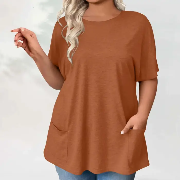 T-shirt ample décontracté à manches courtes pour femmes, grande taille, couleur unie, nouveau Style