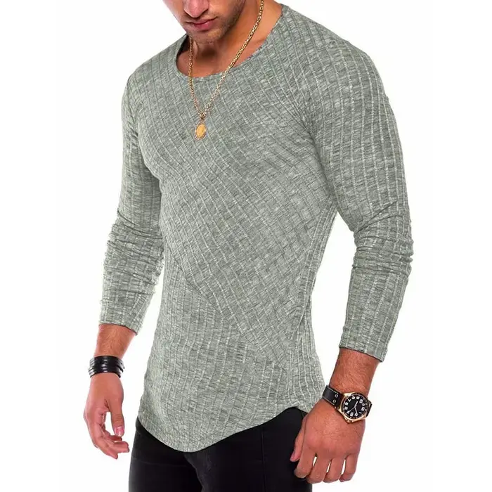 T-shirt Rayé à Manches sulfet Col Rond pour Homme Streetwear