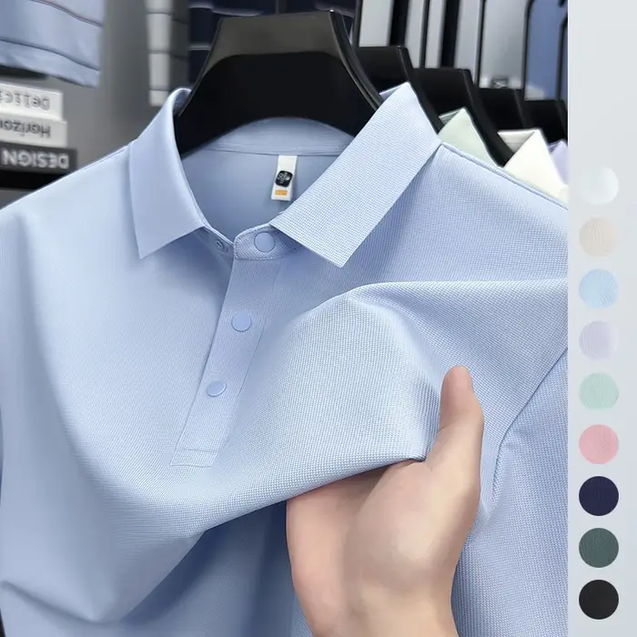 2025 Chemise polo gaufrée sportive pour hommes | Tailles supérieures de Tennis de Golf évacuant l'humidité S-5XL