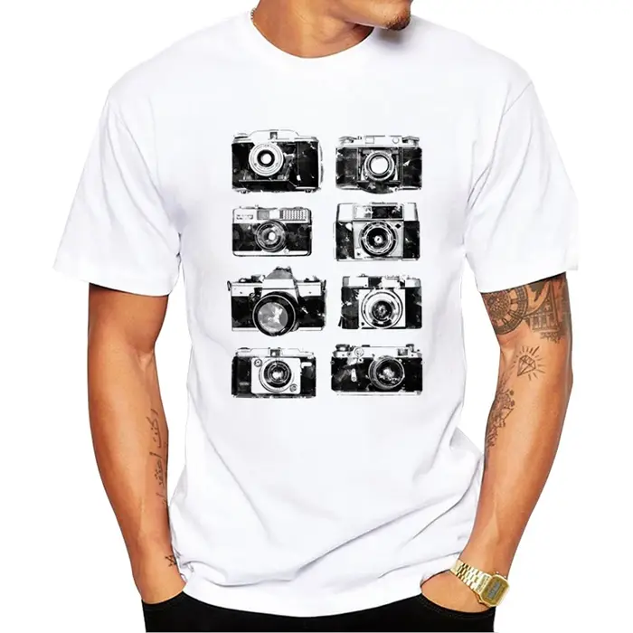 TEEHUB Hipster Photo caméras Collection hommes T-Shirt mode rétro caméras imprimé t-shirts à manches
