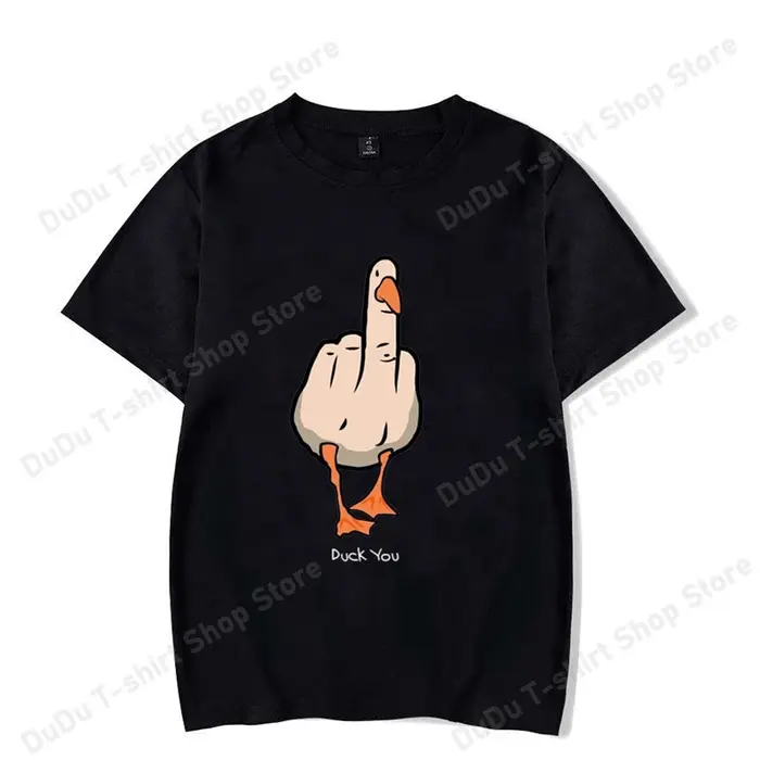 Nouveaux T-shirts imprimés drôles avec motif de canard, mode féminine et masculine, manches courtes,