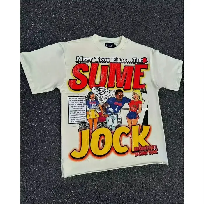 T-shirt Hip Hop rétro américain Y2k, haut gothique imprimé de guerre, nouvelle mode rétro pour homme