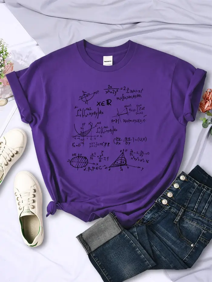 Formule mathématique imprimer femmes T-Shirt été vêtements de sport rue Hip Hop à manches courtes personnalité respirant