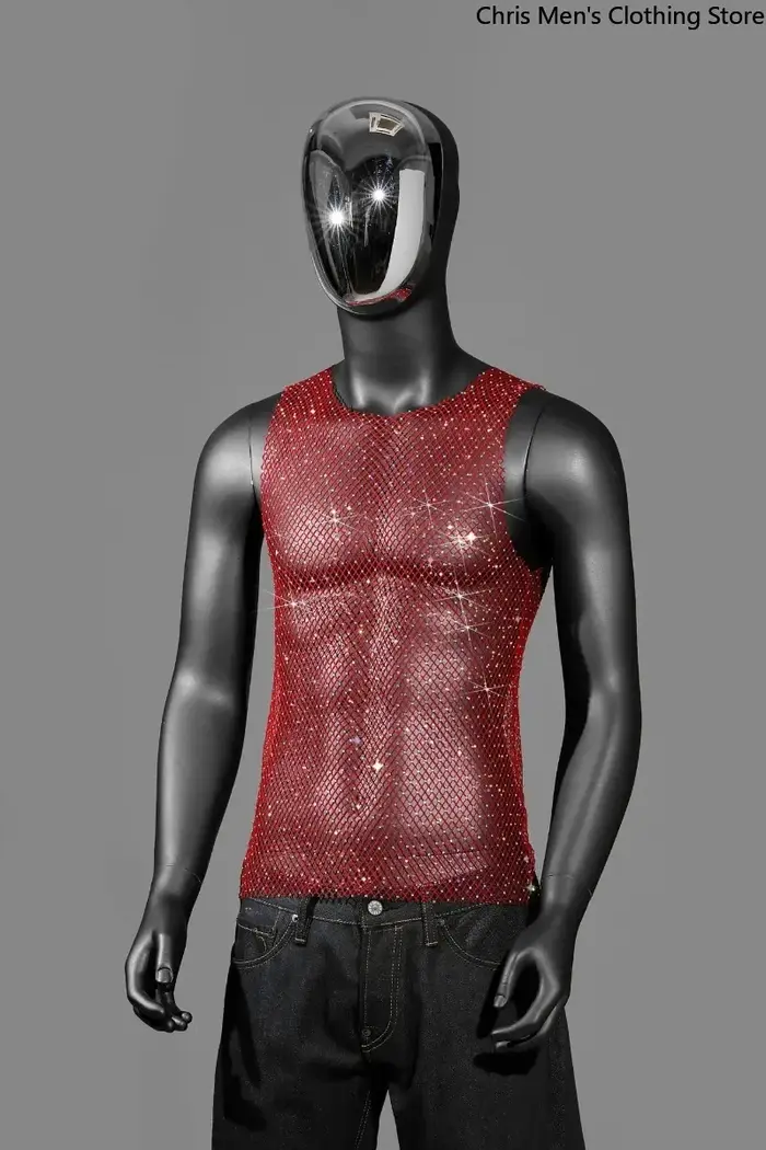 Gilet brillant transparent sexy pour hommes