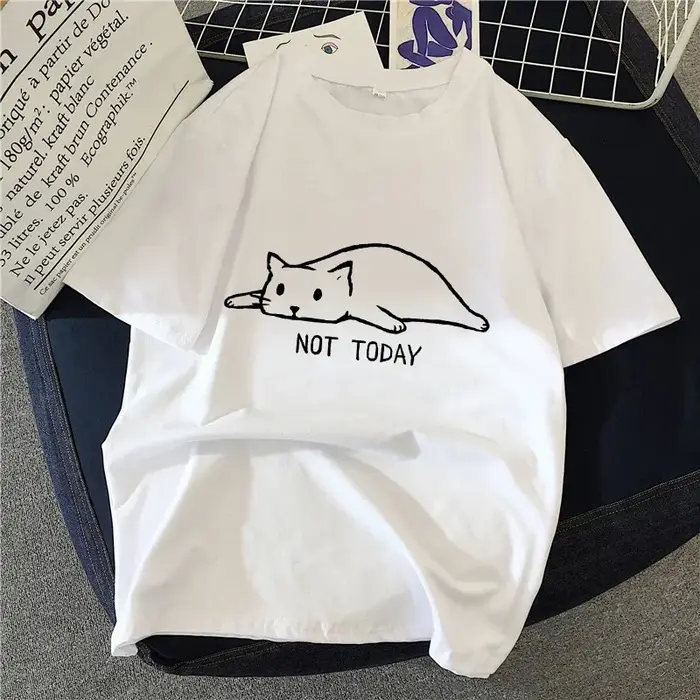 Femmes T-Shirt dessin animé chat groupe imprimé