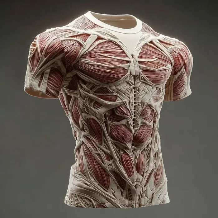 T-shirt à motif texturé musculaire pour hommes, t-shirts imprimés 3D du corps humain, mode, col rond
