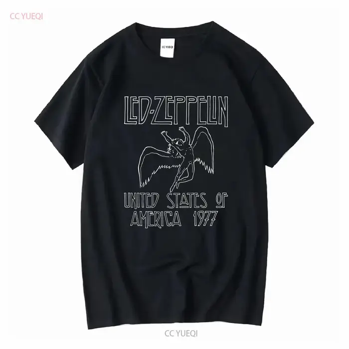 Led_Zep pelin 1977 US TOUR t-shirt Vintage pour drôle noir manches longues ou courtes