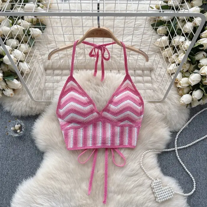 Nouveau débardeur bohème en crochet tricoté