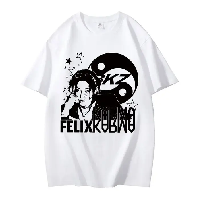 T-shirt KPOP The 4th Album KARMA, CHANGBIN HYUNJIN FELIX, mode coréenne, Hip Hop, Harajuku, Streetwe