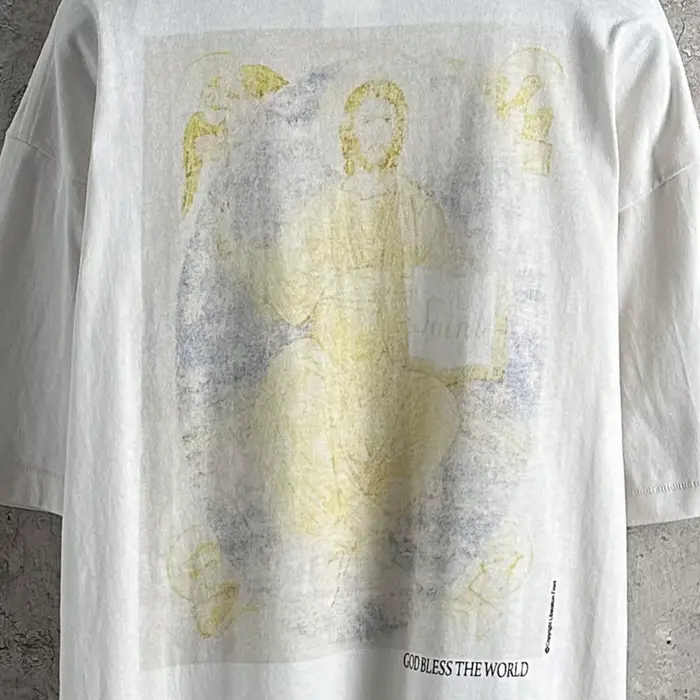T-shirt Saint Print pour Hommes et Femmes, Motif Lettres Avant et Arrière, Coupe Oversize, Style Vintage Hip Hop Streetwear, Manches Courtes