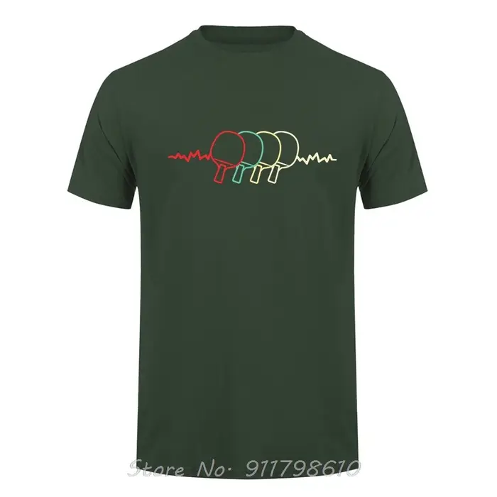 Battement de coeur coton T-shirt été unisexe hauts t-shirts Tennis de Table surdimensionné