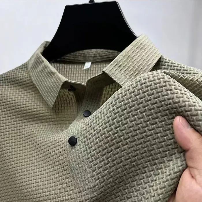 Nouveaux hommes d'affaires décontracté à manches courtes fleur d'os couleur unie POLO mode respirant