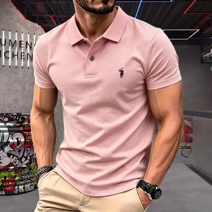Polo Homme Haut de Gamme 2026 – 100% Fibre de Polyester – Broderie Poney Luxe Été 2026 – T-shirt Décontracté à Manches Courtes pour le Golf
