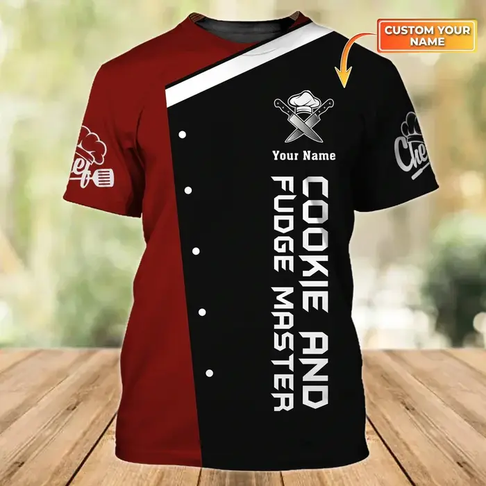 Chef vie chemise été homme t-shirt Cookie & Fudge maître nom personnalisé 3D imprimé unisexe t-shirt