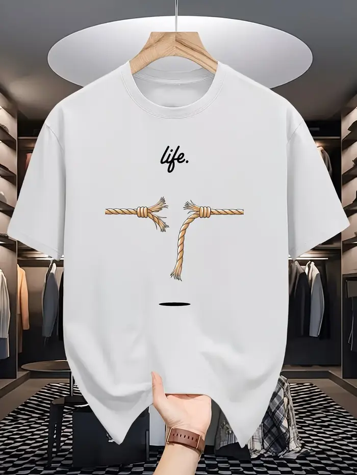 T-shirts d'été pour hommes LIFE, à manches courtes, tendance et à la mode, imprimés, col rond, décon