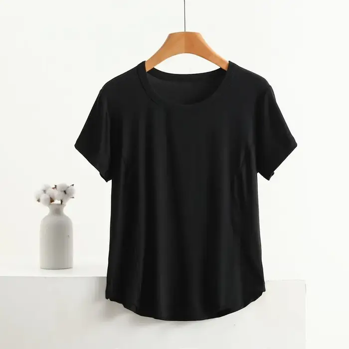 XL à 8XL grande taille t-shirts col rond T-shirt basique femme couleur unie demi manches été simple