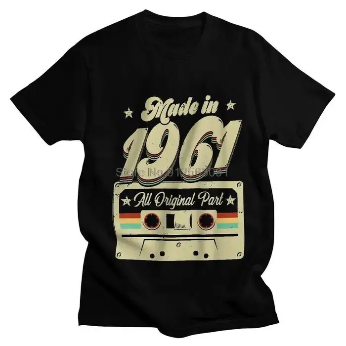Fabriqué En 1961 60 Ans Vintage T-shirt Hommes Streetwear T-shirt Manches Courtes Coton 60th Vieux A