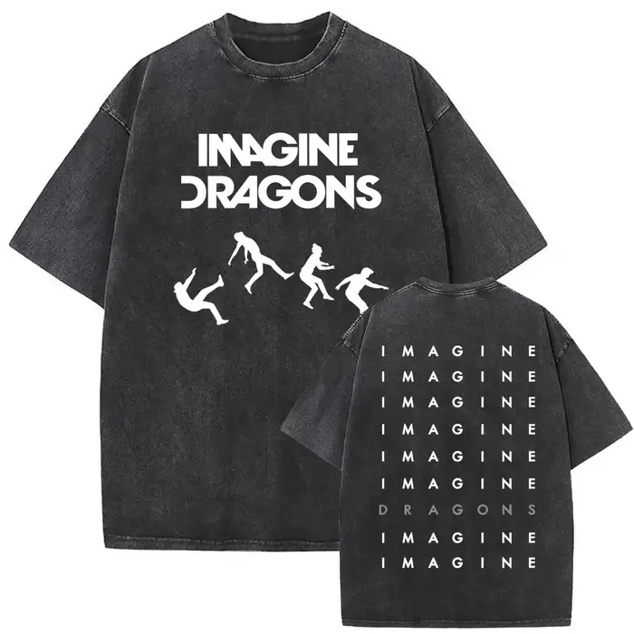 Rock Band Imagine Dragons Loom World Tour 2025 lavé Vintage T-shirt hommes femmes gothique surdimensionné t-shirts