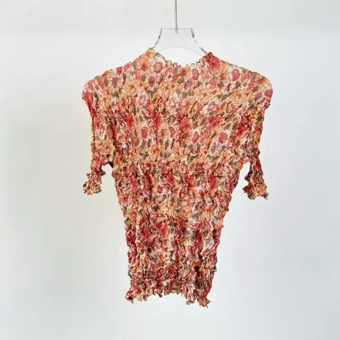 T-shirt Miyake 2026 – Nouvelle collection été – Haut plissé irrégulier fait main – Décontracté