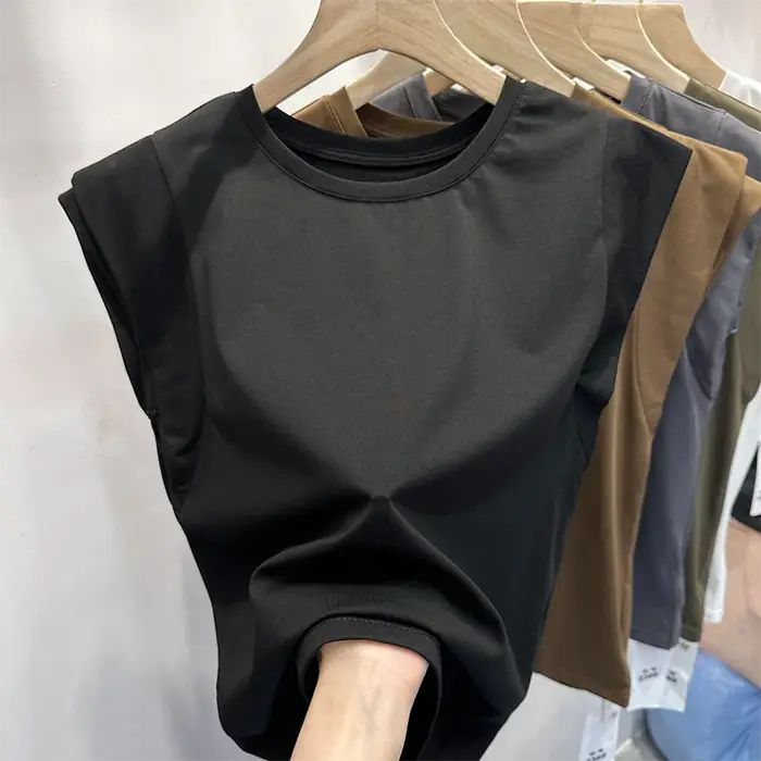 T-shirt à manches volantes pour femmes, célèbre et populaire sur Internet, avec col rond, nouveau ha