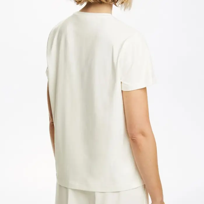 T-shirt à manches courtes blanc cassé pour femme
