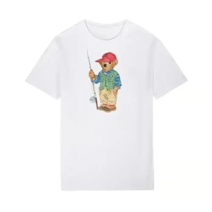 Nouveaux t-shirts en coton à imprimé ours Poloo pour hommes
