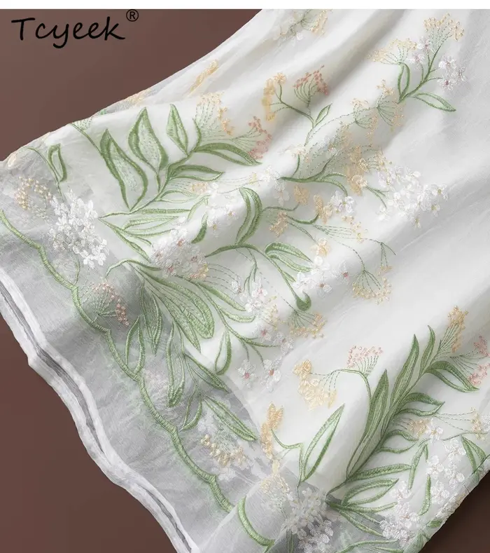 Tcyeek t-shirt 100% soie véritable pour femmes