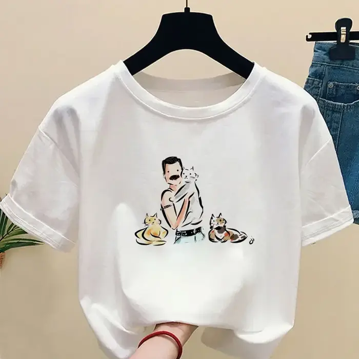 T-shirt Freddie Mercury à manches courtes pour femme, streetwear, hip hop, Harajuku, décontracté, mu