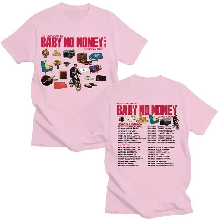 Bbno $ c'est préconcé bébé pas d'argent Tour européen 2025 T-shirts rappeur humoristique coton t-shirt à manches courtes été unisexe hauts