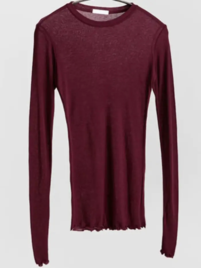 T-shirt uni à manches longues pour femmes