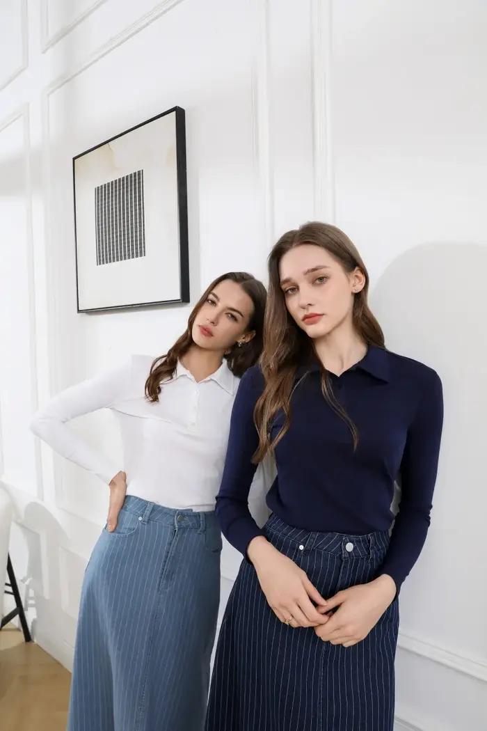 AS 2025 été femme ajusté design polo hauts haute qualité tissu extensible dame vêtements