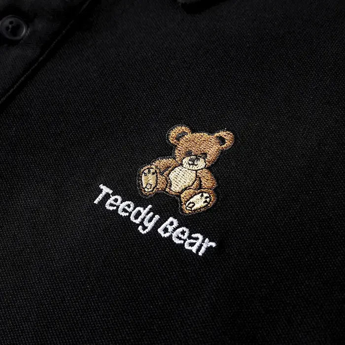 Polo de luxe brodé ours en peluche pour hommes