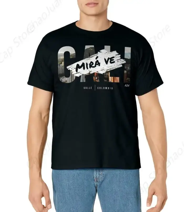 Cali-T-Shirt en coton, modèle urbain colombien, vintage, nouvelle collection