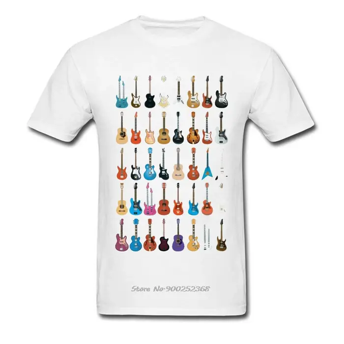 Amour guitare T-shirt hommes différentes guitares