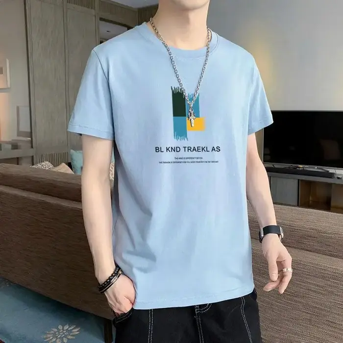 T-shirt à manches courtes pour homme en soie glacée