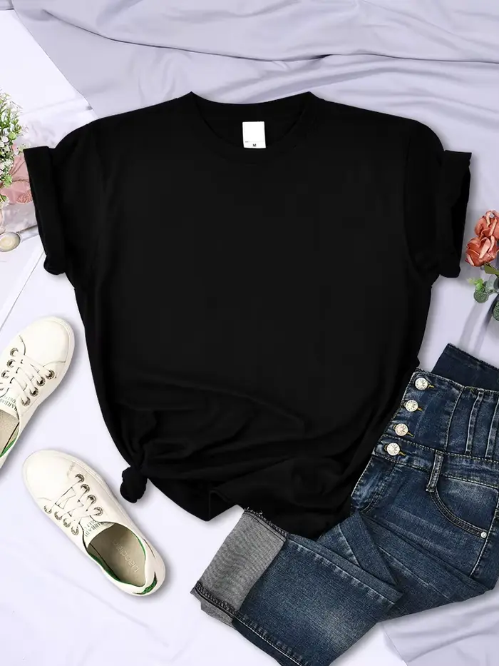 T-Shirts d'été à manches courtes et col rond pour femmes
