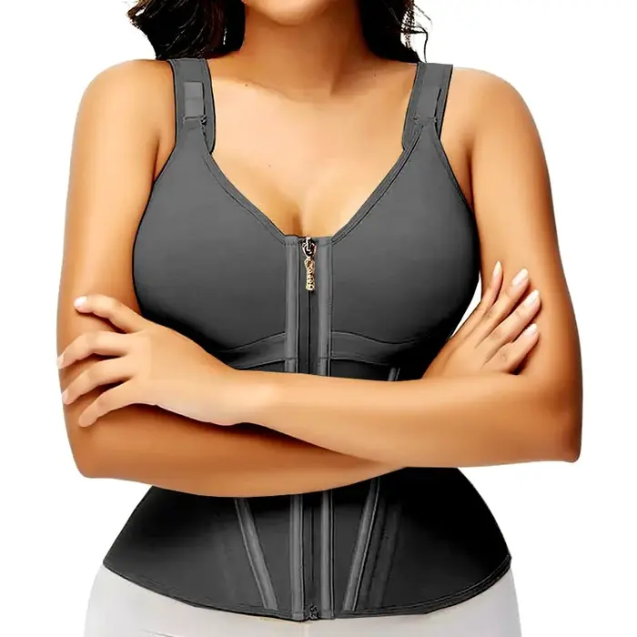 Léopard minceur gaine taille formateur Corset gilet avec fermeture éclair Fajas colombien ceinture corps Shaper Shapewear sport chemise débardeur
