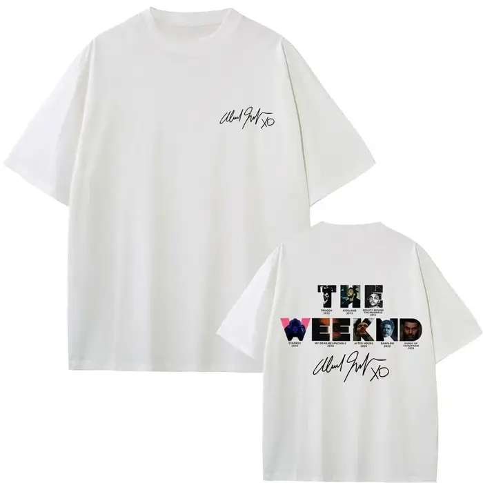 T-shirt graphique avec couverture d'album musical du rappeur The Weeknd, pour hommes et femmes, mode hip-hop, t-shirt surdimensionné, t-shirt décontracté en coton rétro pour homme