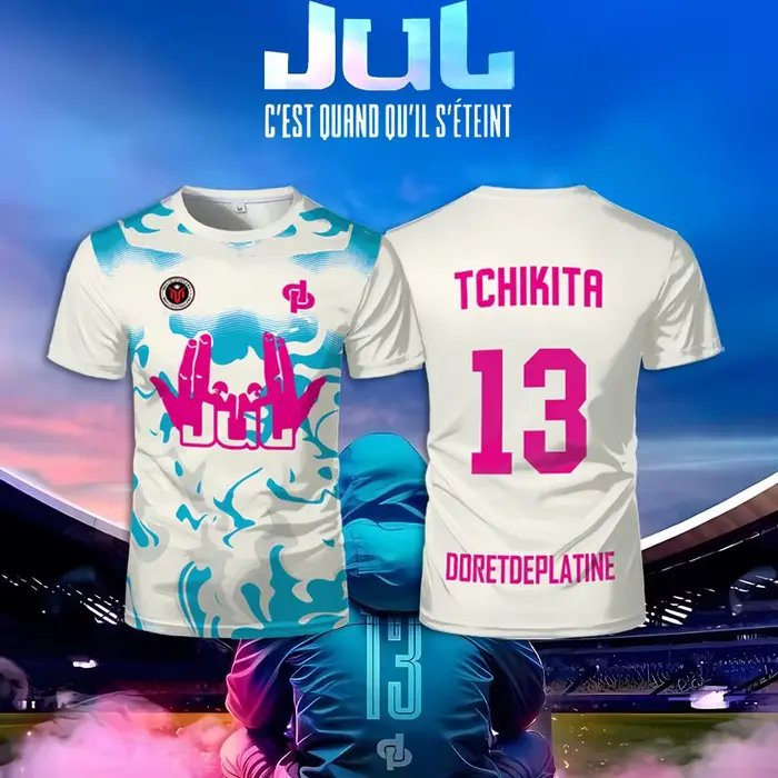 Rap français TCHIKITA Maillot JUL T-shirt Juldtp DORETDEPLATINE Modèle imprimé Vêtements de sport respirants Tops confortables