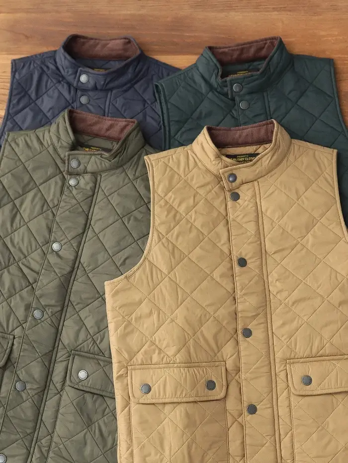 2026 hiver nouveau américain rétro à manches longues Dom matelassé gilet hommes Style Polo 100% Polyester épais décontracté multi-poches veste