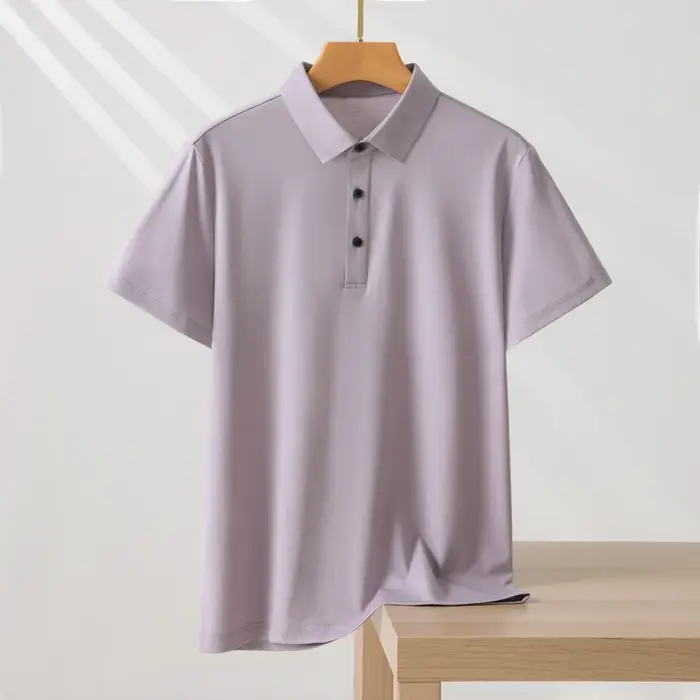 T-shirt Polo Homme Couleur Unie Manches Courtes Été Décontracté Ample Tendance Laisel Modal Tricoté