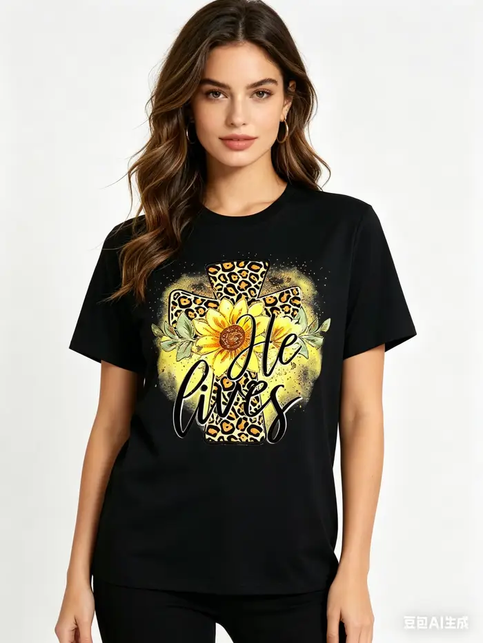 T-shirt d'été imprimé Sunflower Love