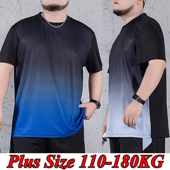 T-shirt homme grande taille 1XL-7XL manches courtes hauts printemps été dégradé t-shirts séchage rapide hommes Sport