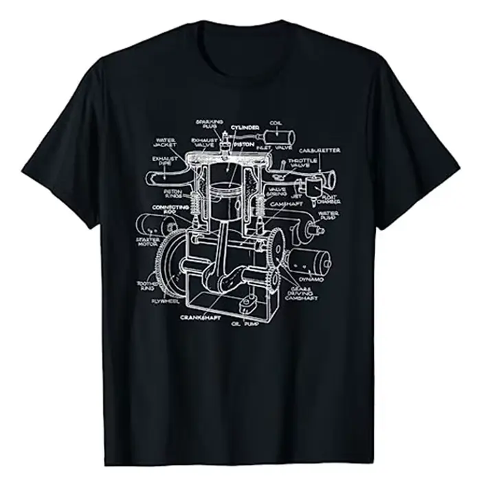 T-shirt graphique Carguy pour hommes, pièces de moteur de voiture mécanique, Muscle Cars Lovers, vêt