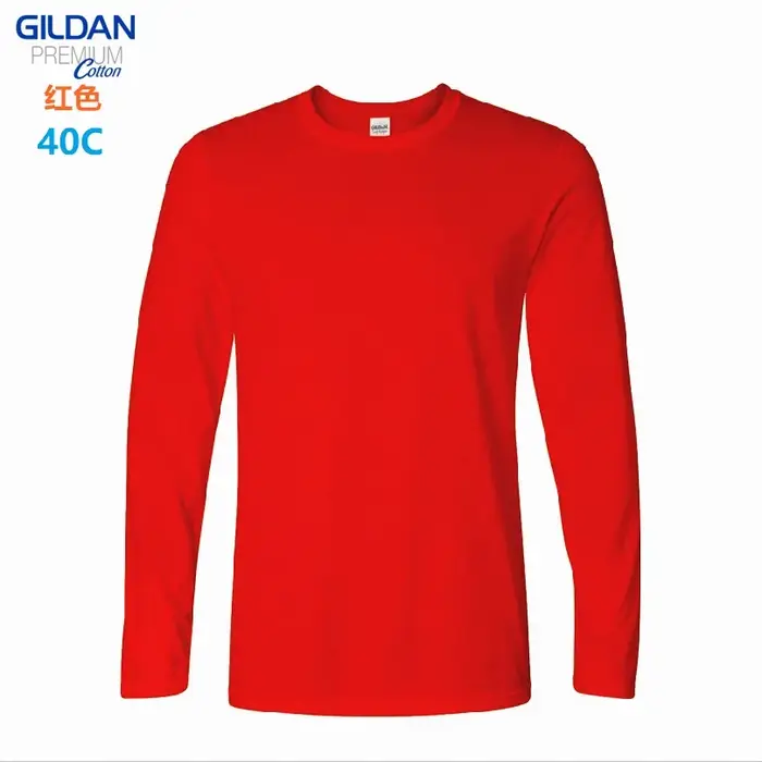 GILDAN 76400 hommes 100% coton T-shirts solide à manches longues col rond t-shirt