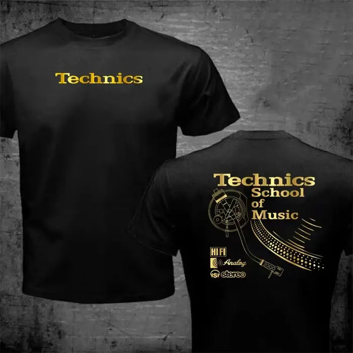 T-shirt DJ Vintage 2026 Long Play Technics School of Music pour Homme – T-shirt Rétro DJ Musical Ten