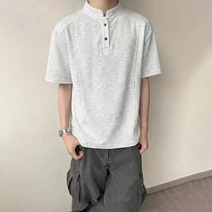Polo à manches courtes col Henley style américain pour homme – Nouvelle collection été 2026 – T-shirt Cleanfit