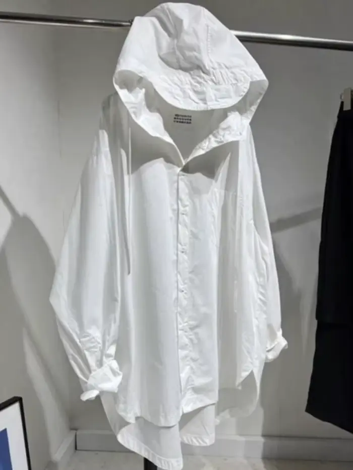 Mode haut pour femme Blouses surdimensionnées vêtements pour femmes 2025 Blusas Mujer De Moda chemise à capuche à manches longues décontracté blanc manteau de base