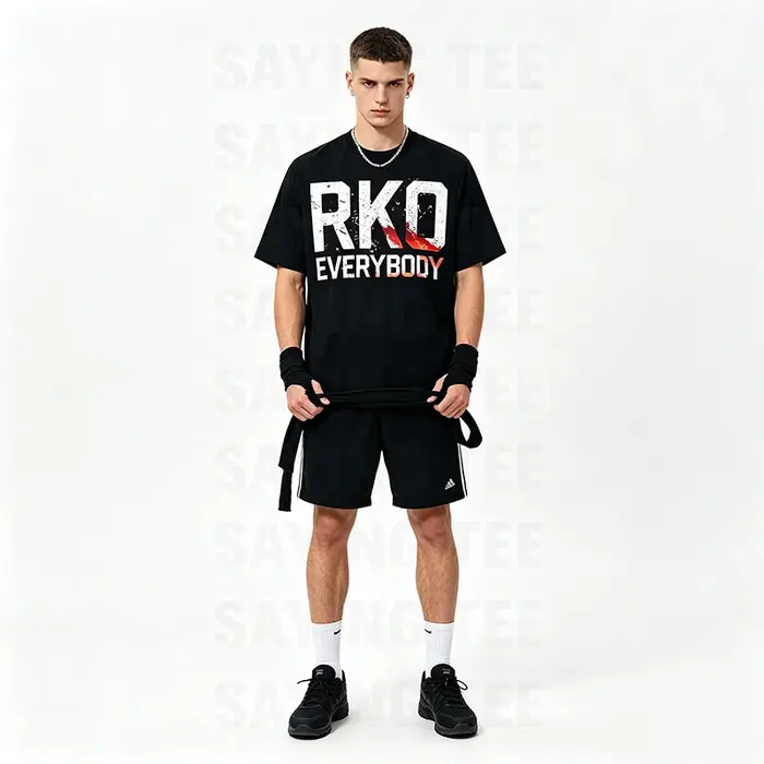 T-shirt Randy RKO Everybody Blood Y2K avec lettres gothiques imprimées
